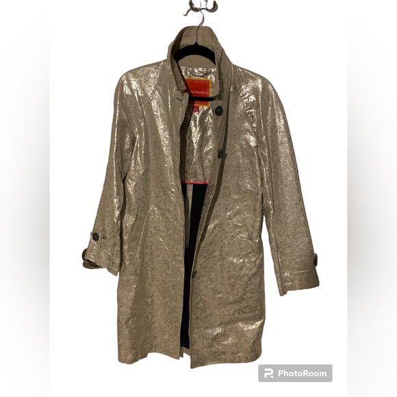 Isaac Mizrahi Silver Metallic Trench Coat - Size Small - Picture 15 of 15